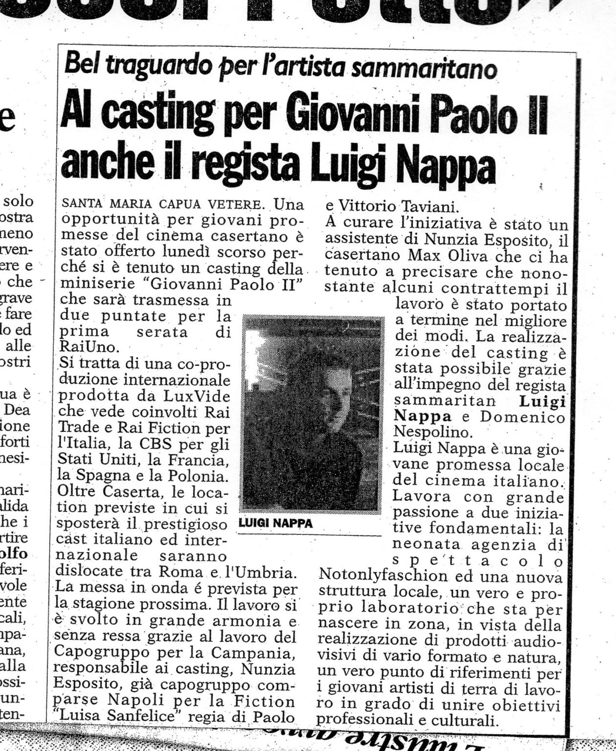 AL CASTING PER GIOVANNI PAOLO II